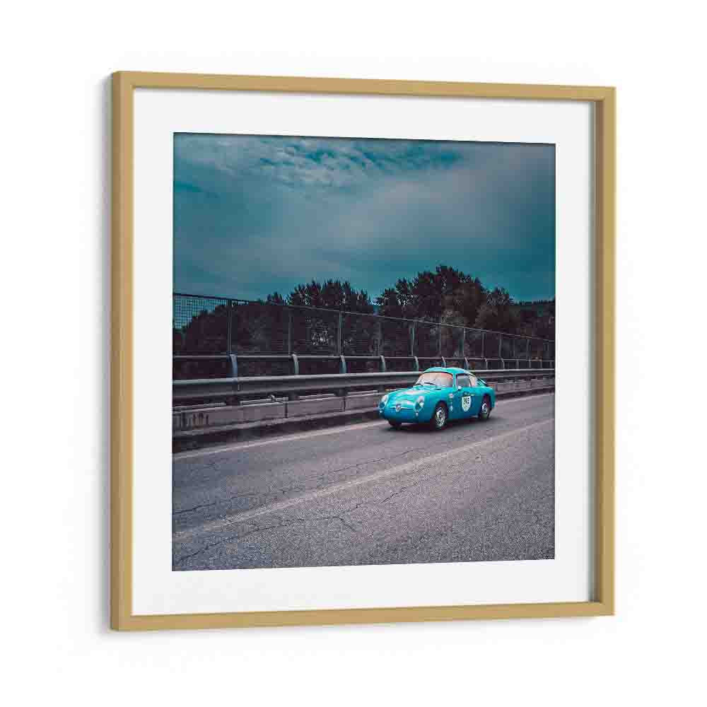 fast car car poster in Oak Wood Frame With Mount