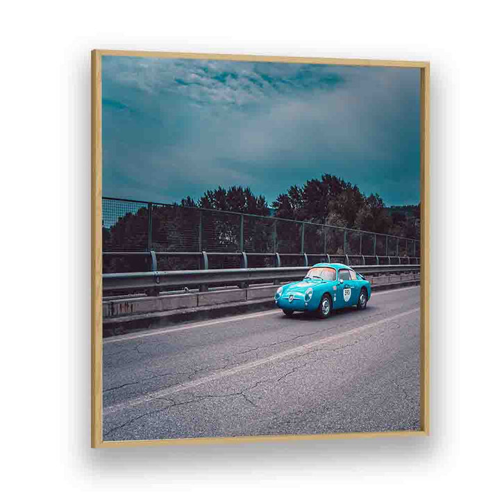 fast car car poster in Oak Wood Plain Frame