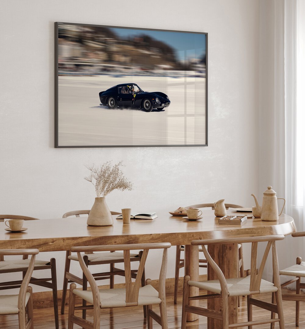 ferrari 250 gto car poster Artwork II placed on a Cream Colored Wall