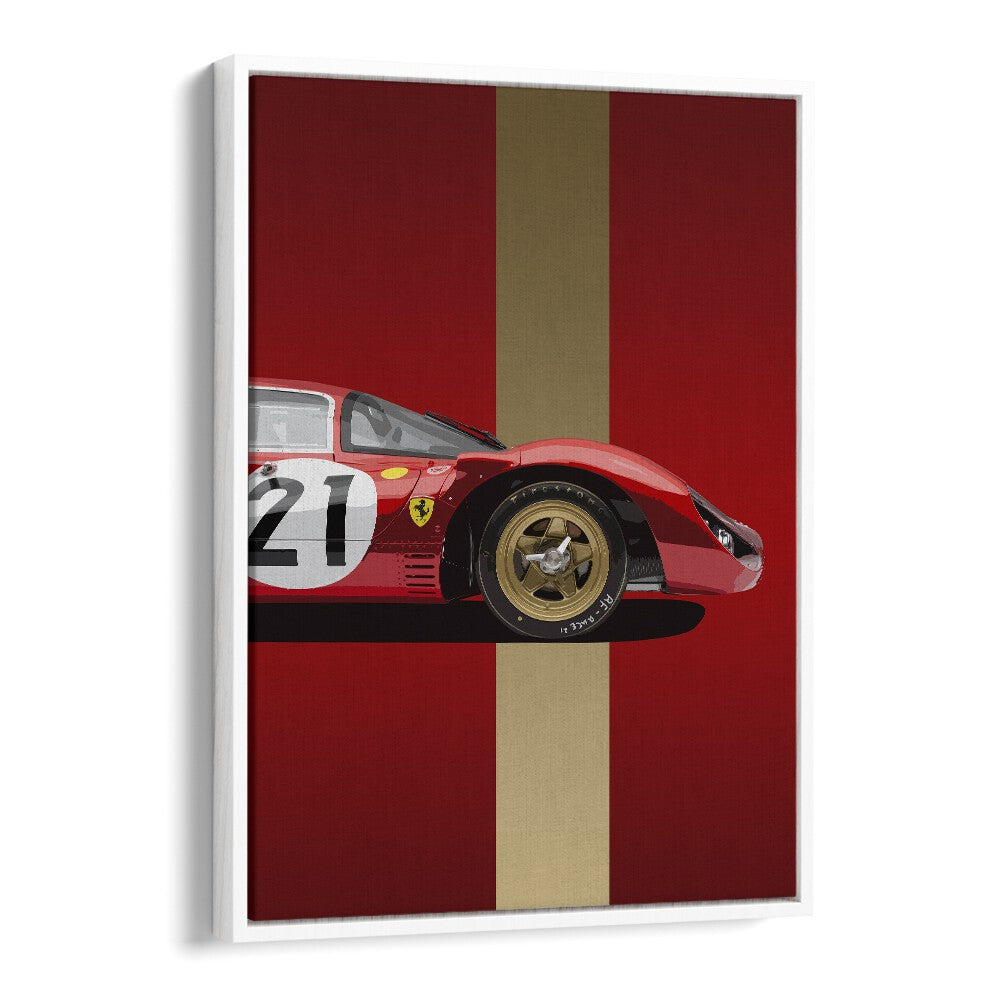 ferrari 330 car poster in White Floater Frame