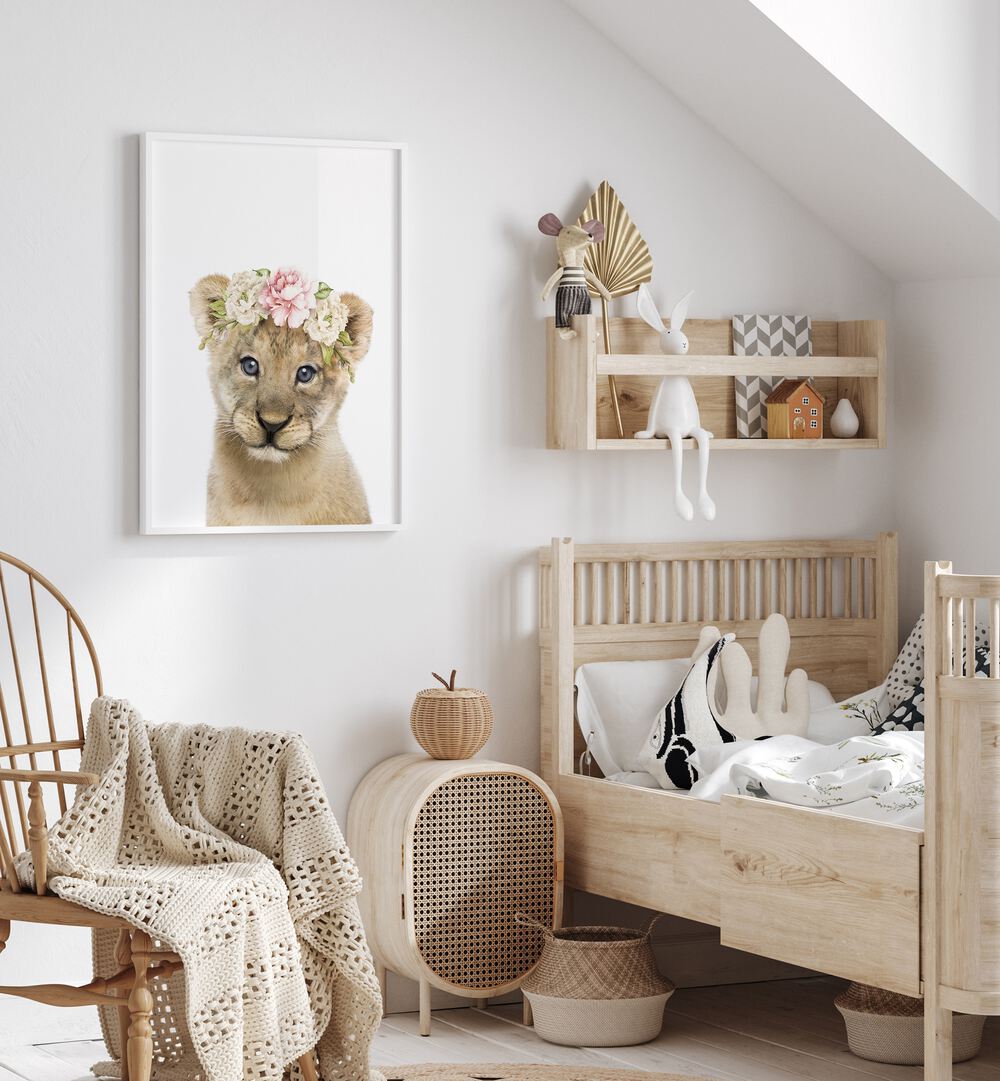 ffloral baby lion by lola peacock kids room paintings Artwork I placed on a wall