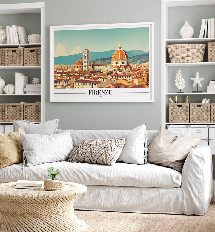 firenze-italy travel posters Artwork III placed on a Wall 