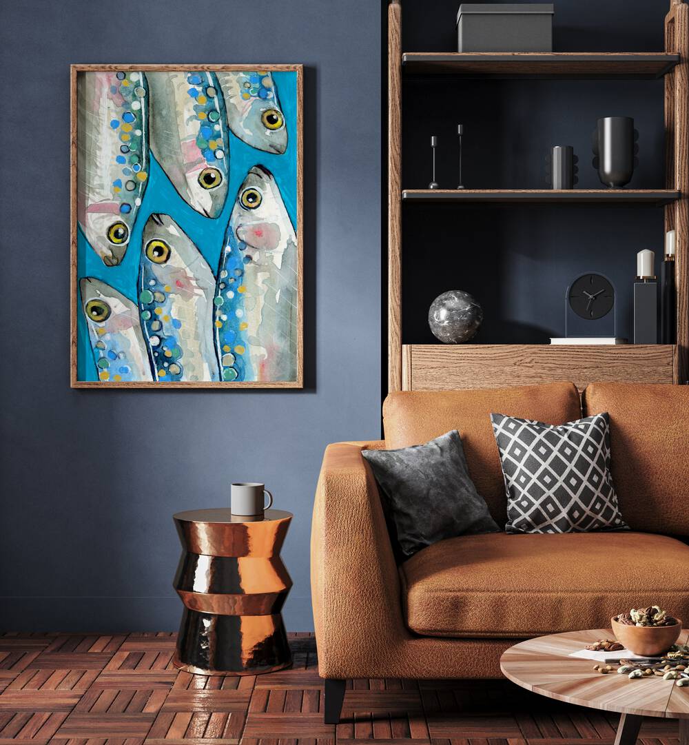 fishes by petra lidze kitchen posters Artwork II placed on a wall