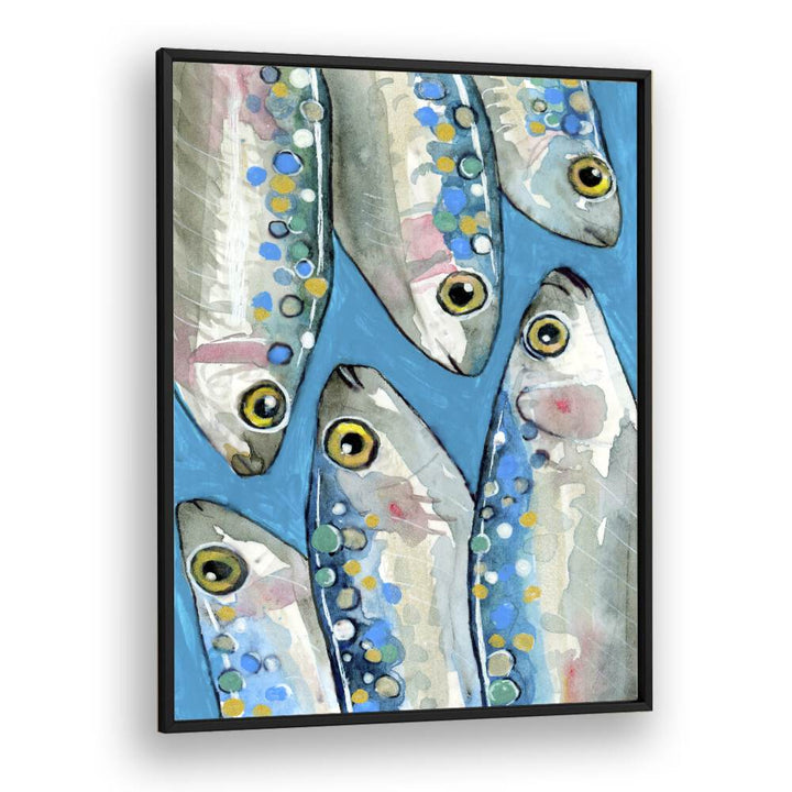 fishes by petra lidze kitchen posters in Black Plain Frame