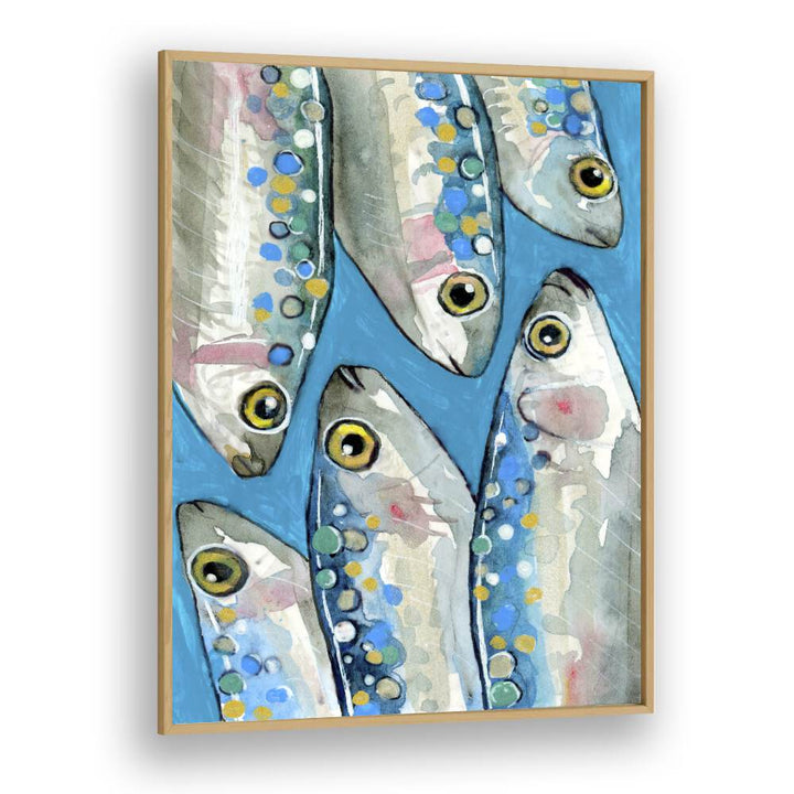 fishes by petra lidze kitchen posters in Oak Wood Plain Frame