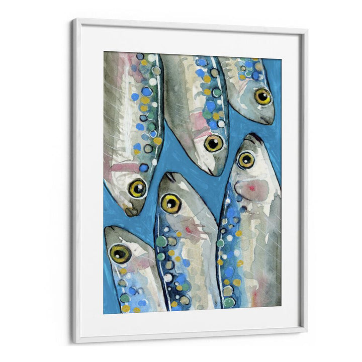 fishes by petra lidze kitchen posters in White Frame With Mount