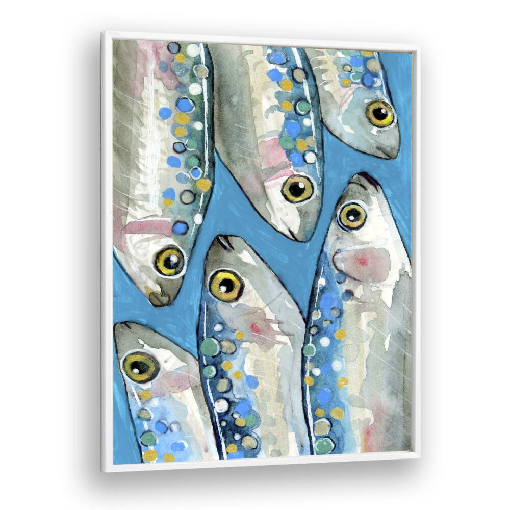 fishes by petra lidze kitchen posters in White Plain Frame