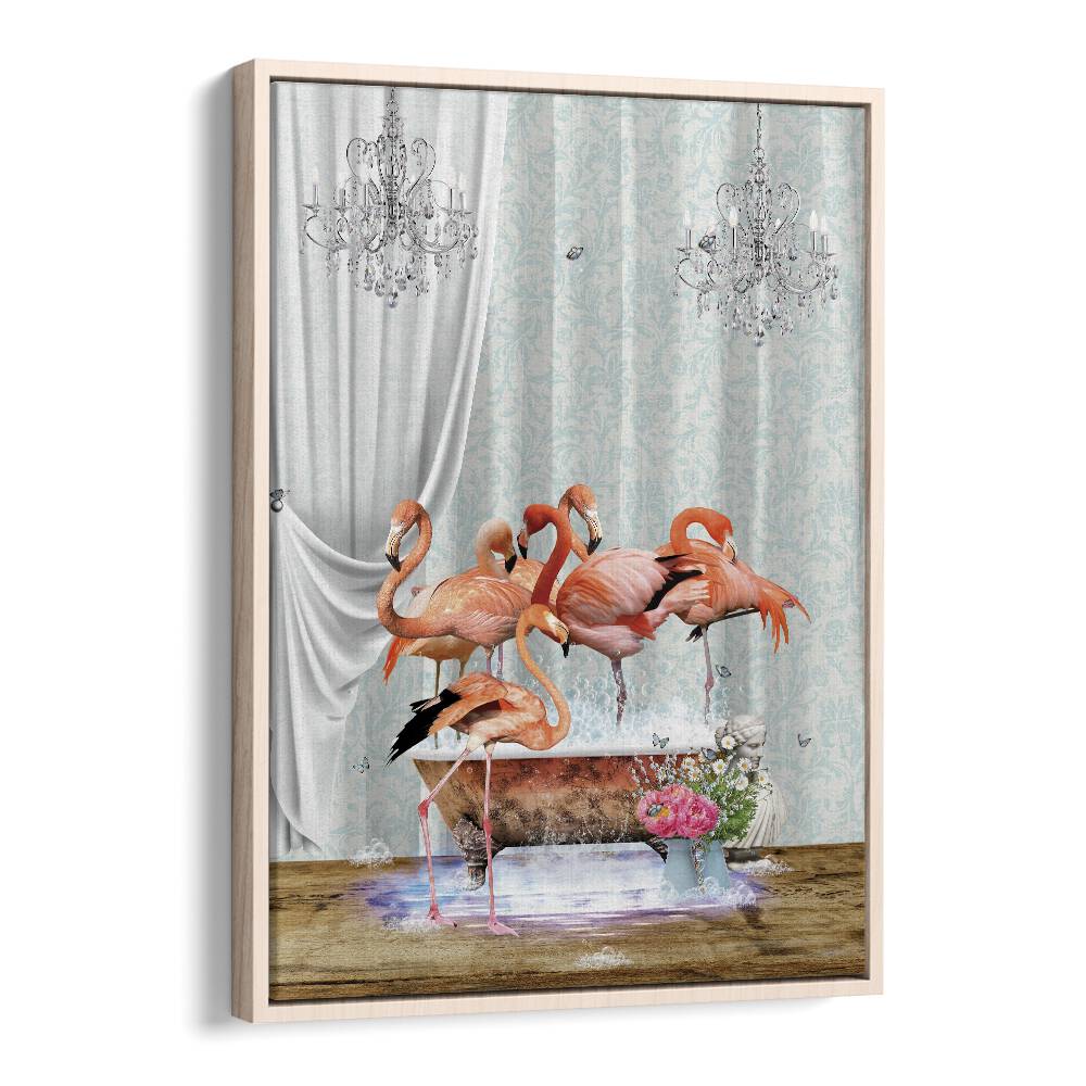 flamboyance a bubbles by sue skellern wall art prints in Oak Wood Floater Frame