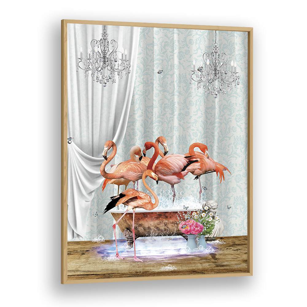 flamboyance a bubbles by sue skellern wall art prints in Oak Wood Plain Frame