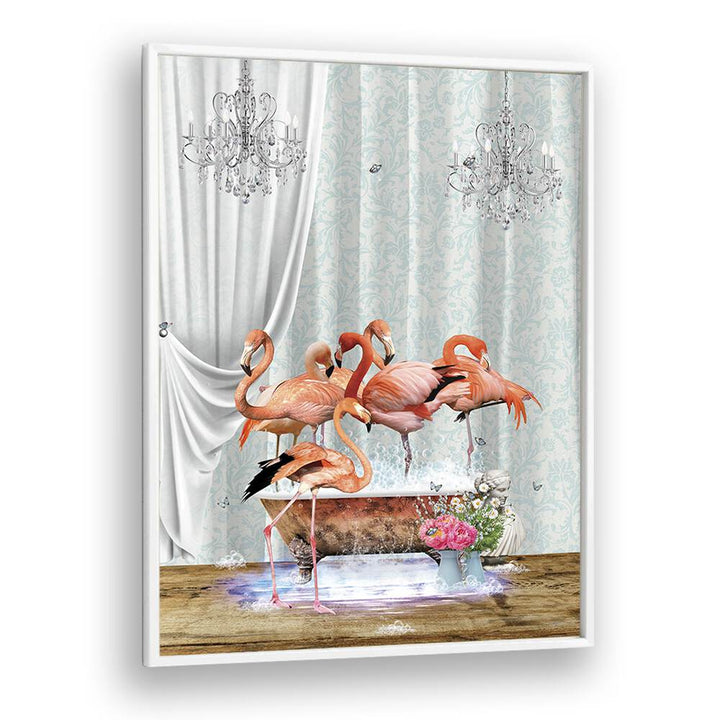 flamboyance a bubbles by sue skellern wall art prints in White Plain Frame