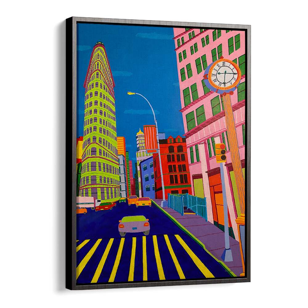 flatiron building landscape art prints in Black Floater Frame