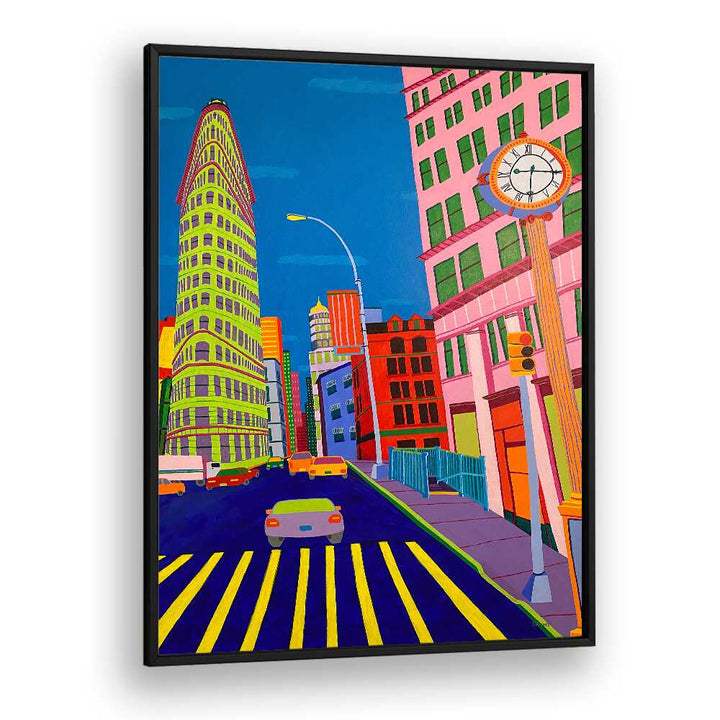 flatiron building landscape art prints in Black Plain Frame