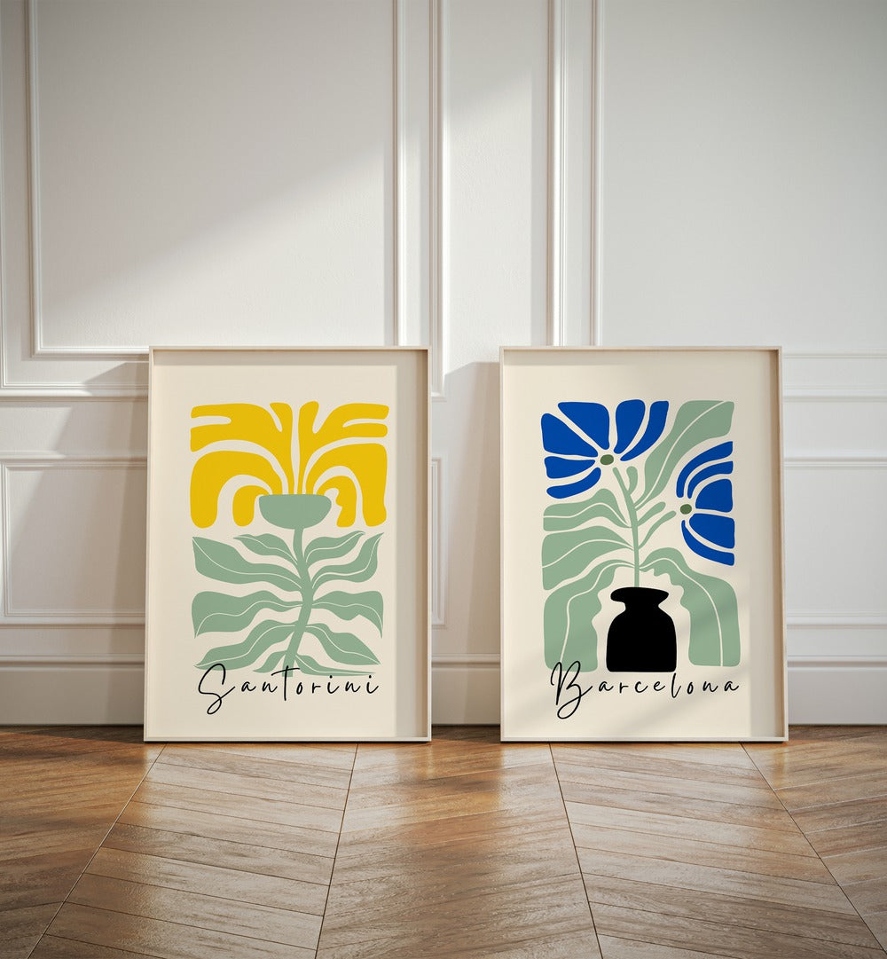 Brighten your home with the FLORA VOL-I, SET OF 2 PAINTINGS, showcasing vibrant botanical designs for a chic decor.