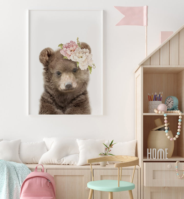 floral baby bear by lola peacock kids room paintings Artwork I placed on a wall