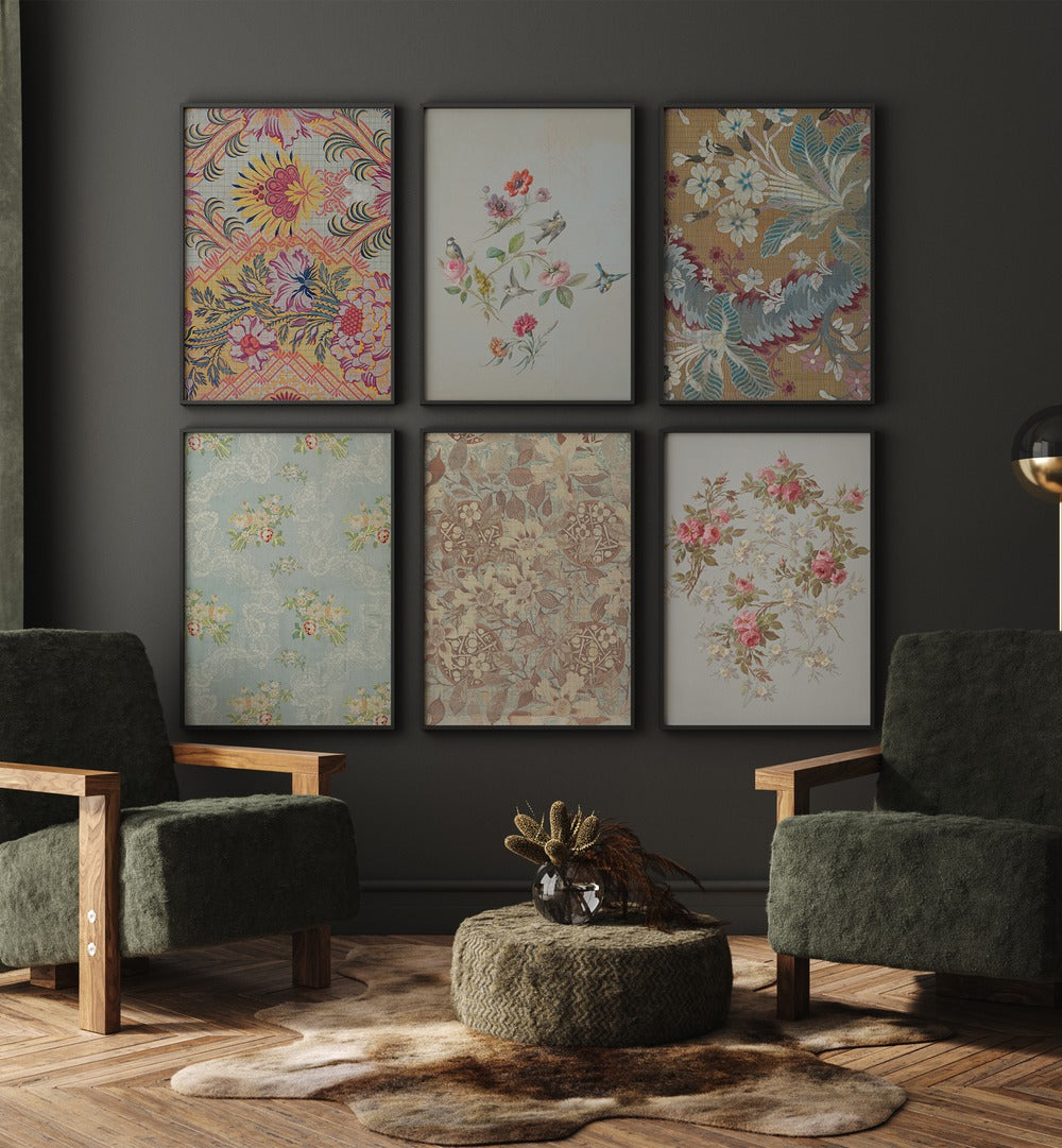 floral destiny   gallery wall  set of 6  placed on a wall