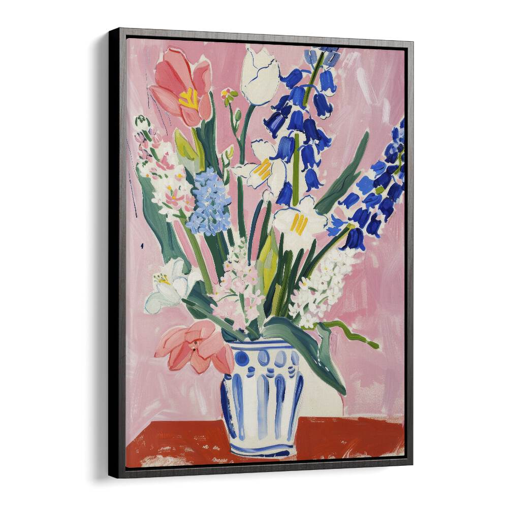 floral fusion electric wall art prints in Black Floater Frame