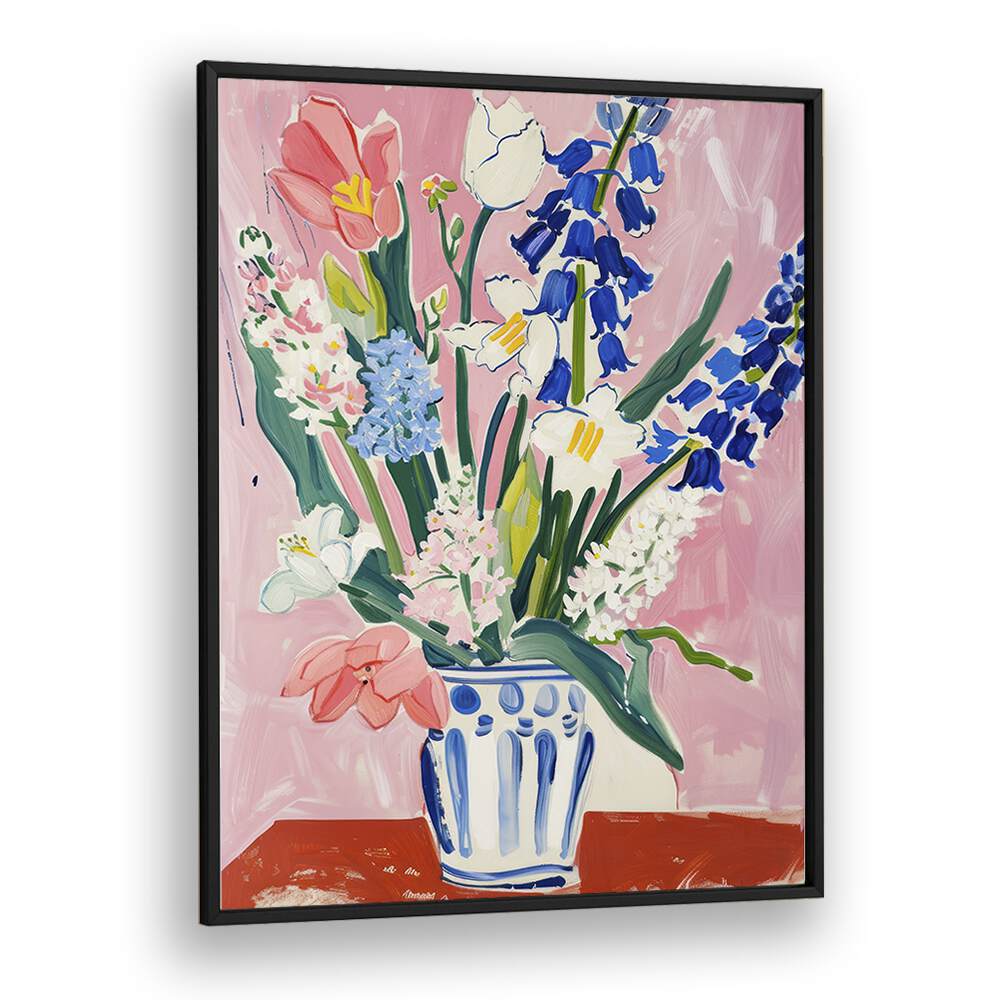 floral fusion electric wall art prints in Black Plain Frame