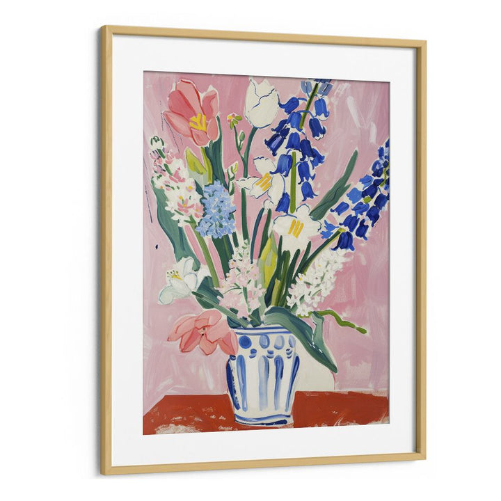 floral fusion electric wall art prints in Oak Wood Frame With Mount