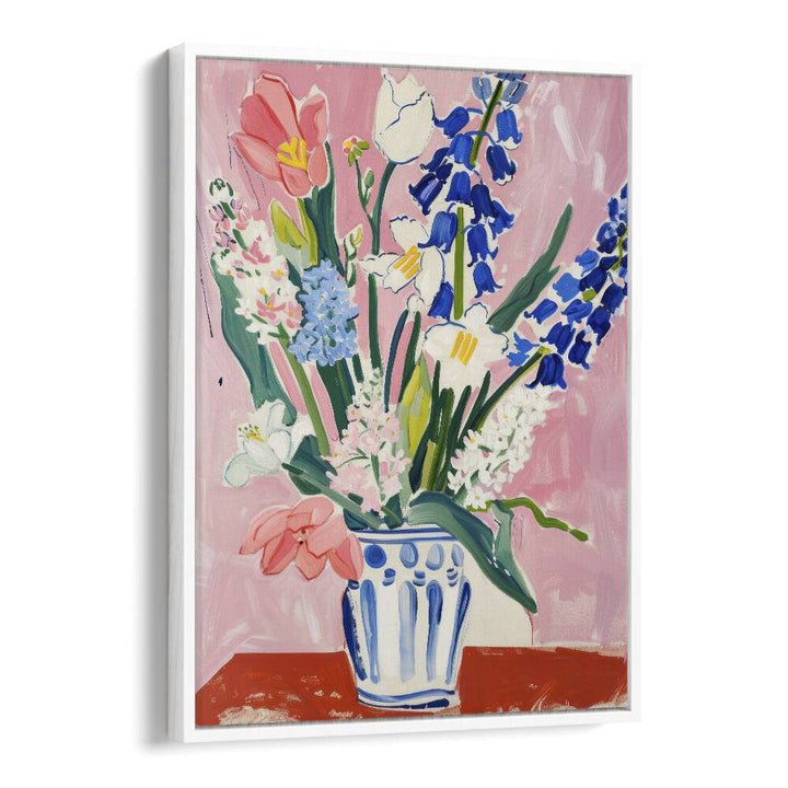 floral fusion electric wall art prints in White Floater Frame