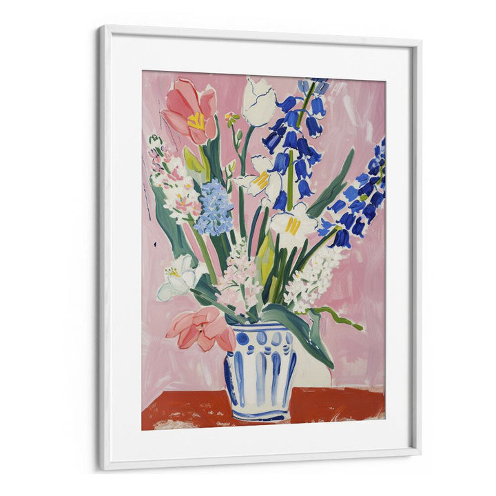 floral fusion electric wall art prints in White Frame With Mount