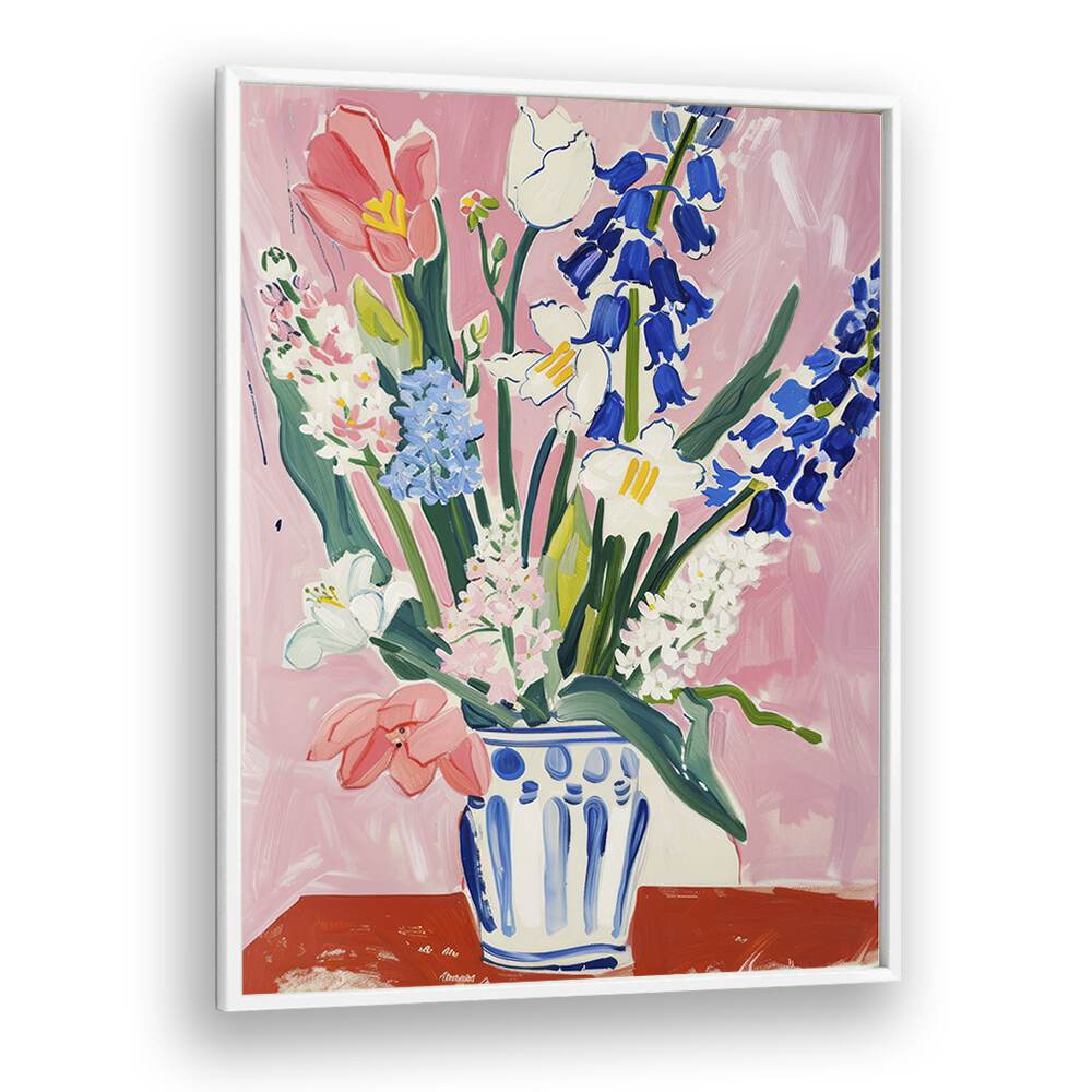 floral fusion electric wall art prints in White Plain Frame