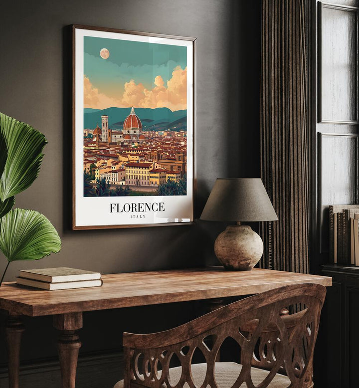 florence city travel posters Artwork III placed on a Wall 