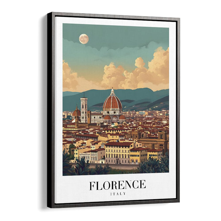 florence city travel posters in Black Floater Frame