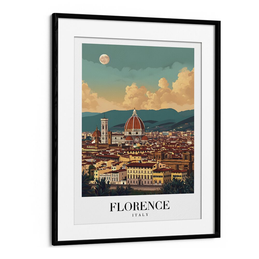 florence city travel posters in Black Frame With Mount