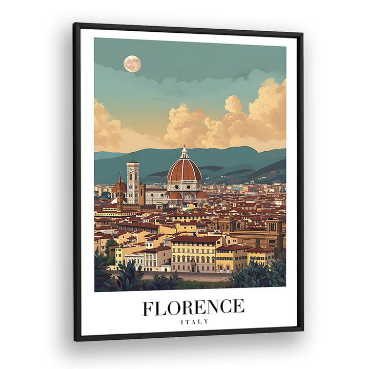 florence city travel posters in Black Plain Frame