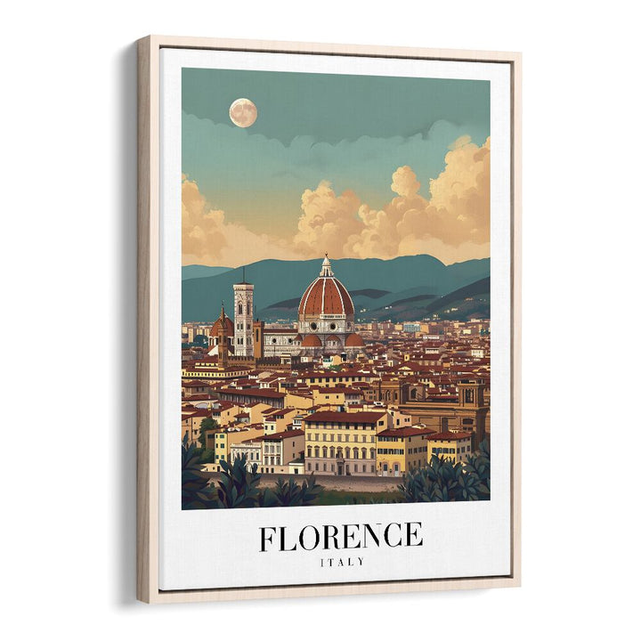 florence city travel posters in Oak Wood Floater Frame