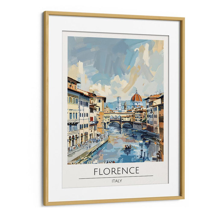 florence-italy travel posters in Oak Wood Frame With Mount