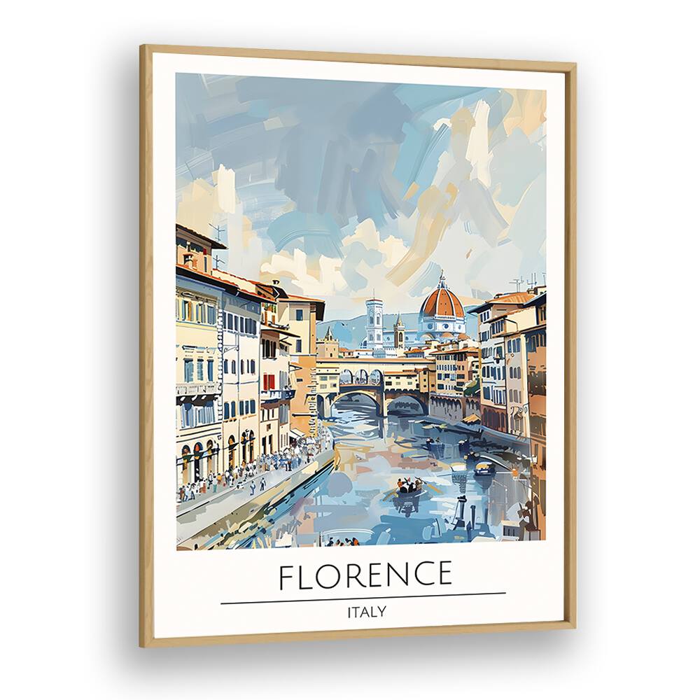 florence-italy travel posters in Oak Wood Plain Frame