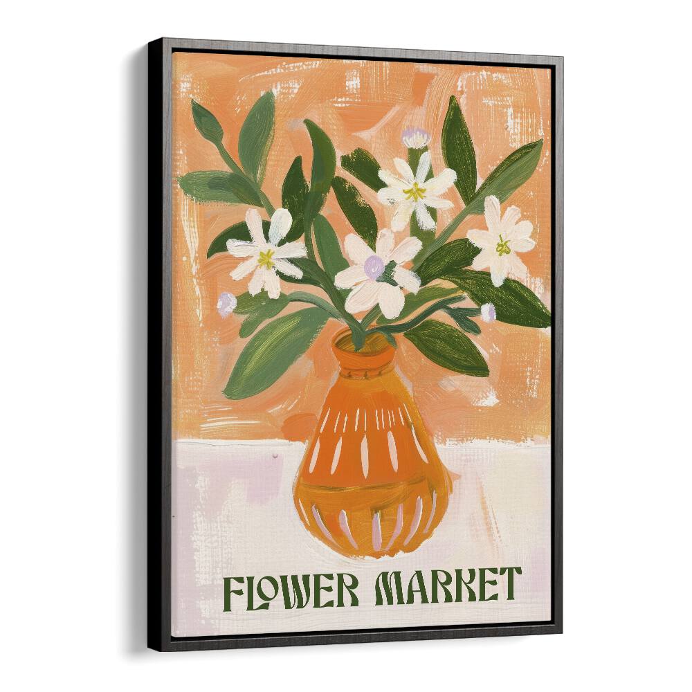 flower market I electric wall art prints in Black Floater Frame