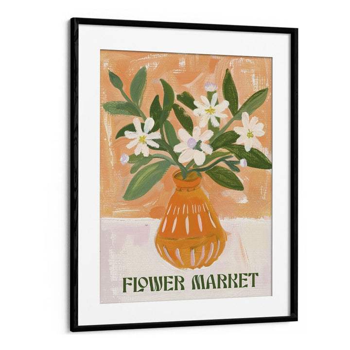 flower market I electric wall art prints in Black Frame With Mount