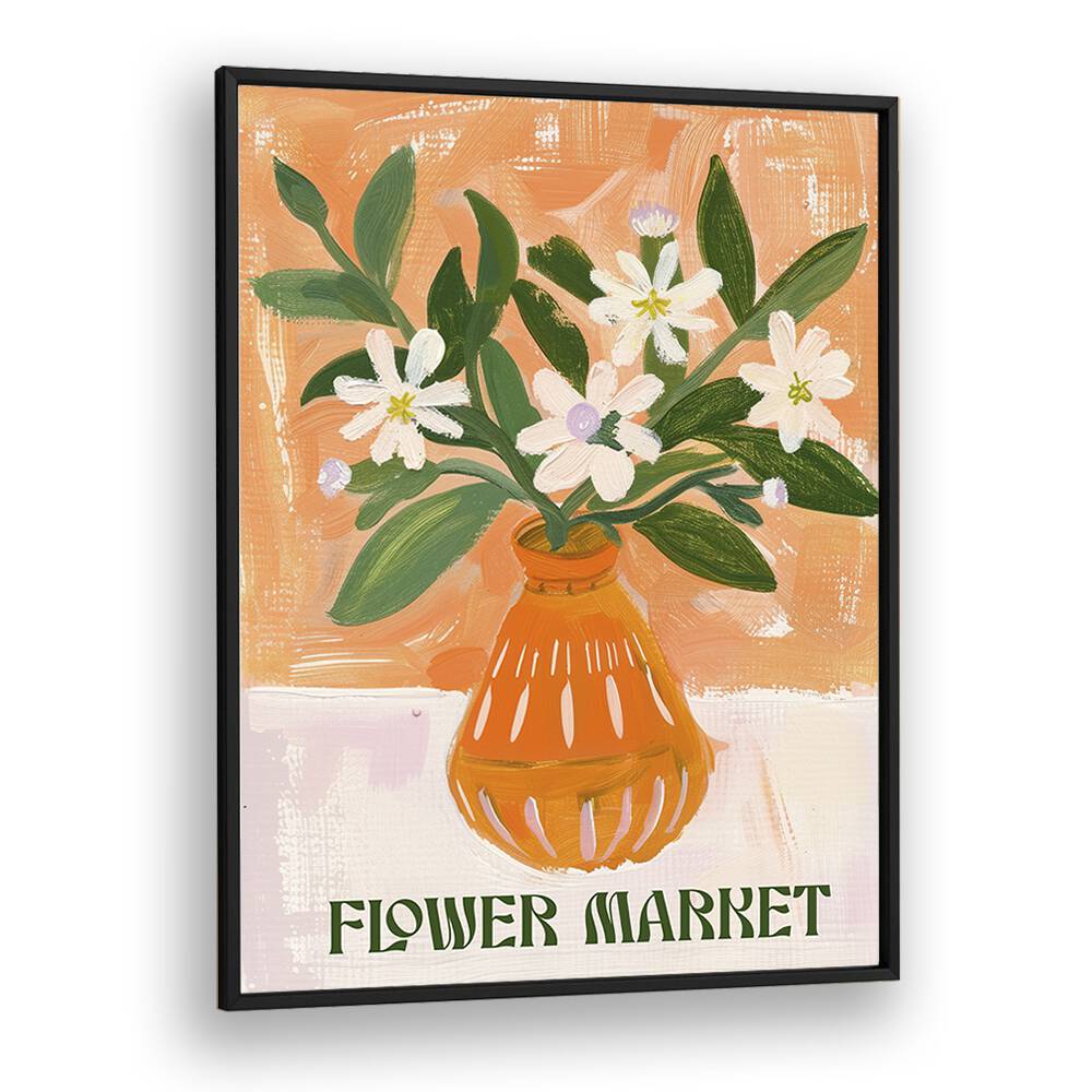 flower market I electric wall art prints in Black Plain Frame