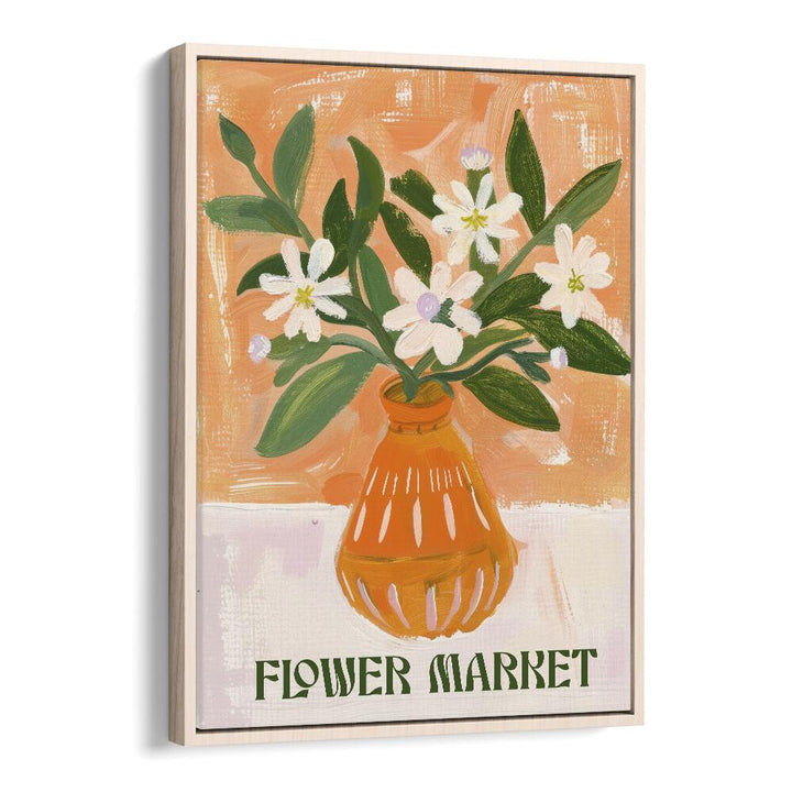 flower market I electric wall art prints in Oak Wood Floater Frame