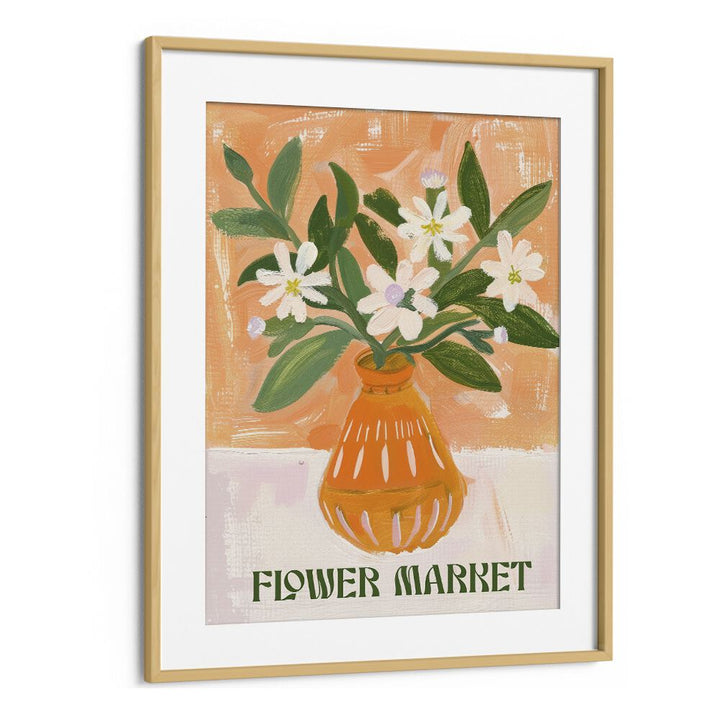 flower market I electric wall art prints in Oak Wood Frame With Mount