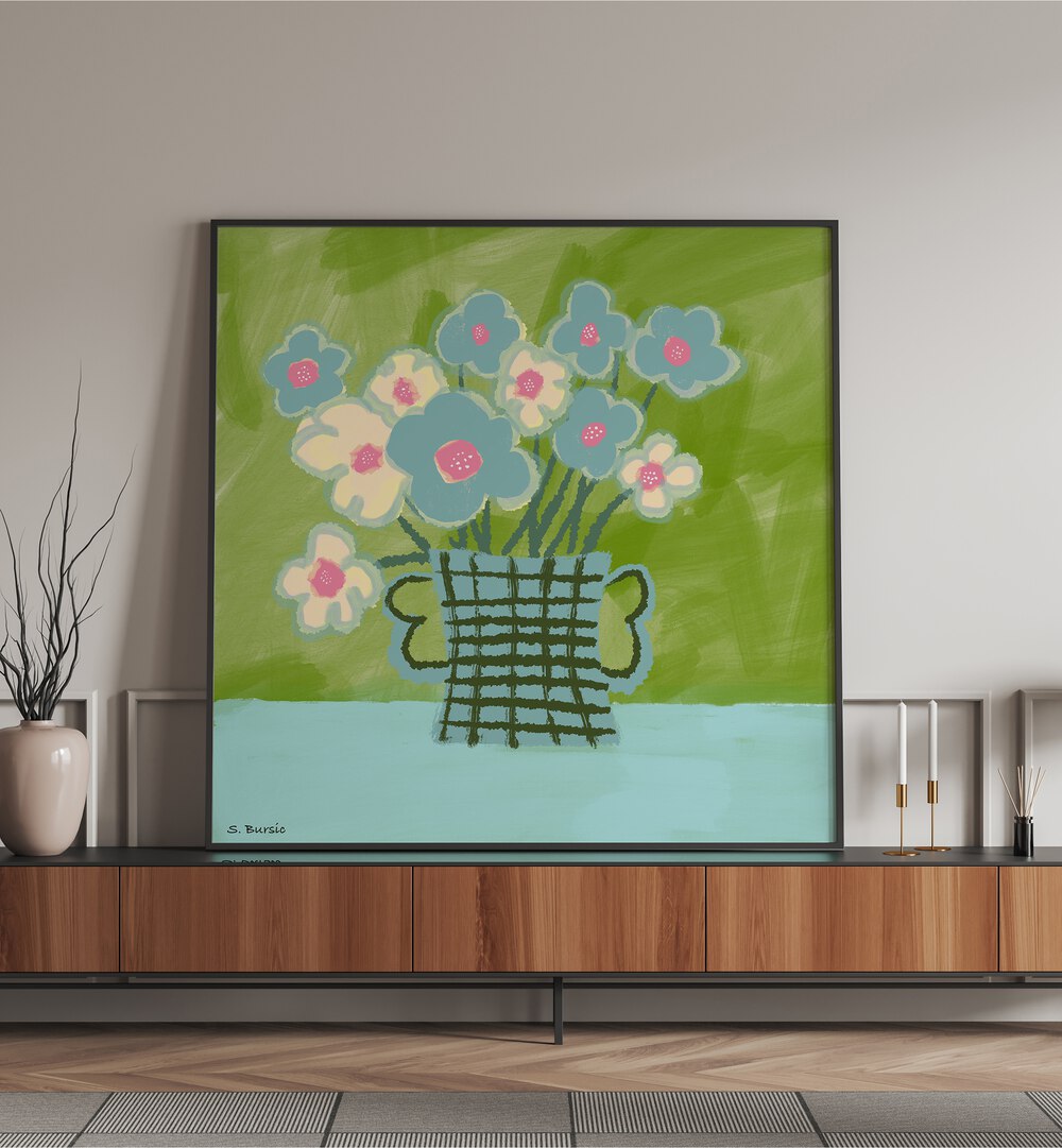 flower vase women illustration paintings Artwork I placed on a wall