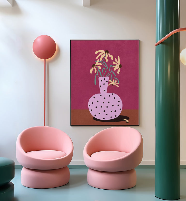 Colorful FLOWERS IN VASE, FLORAL FLOWER PAINTING by Raissa Oltmanns adds vibrancy to any modern space.