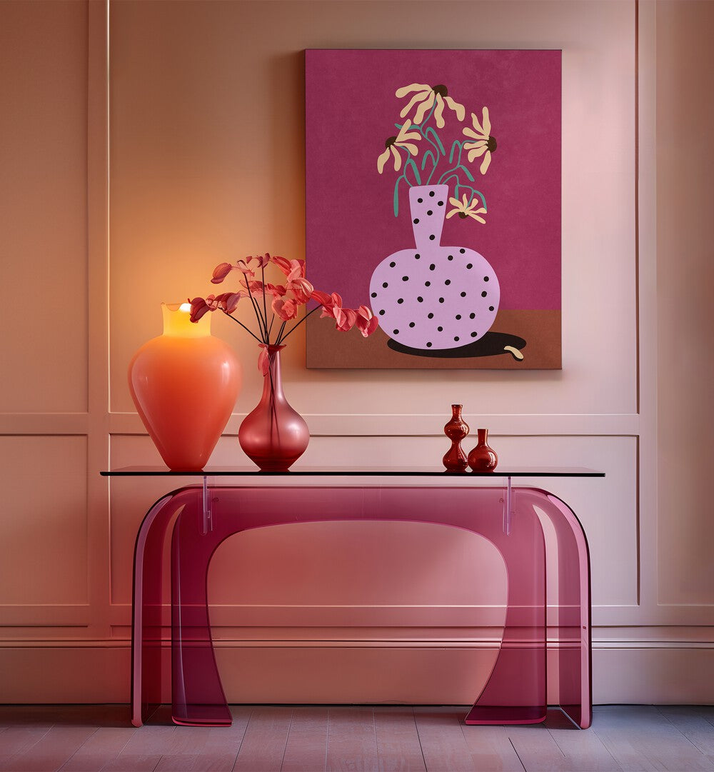 Brightly colored floral flower painting, "Flowers In Vase," adds elegance to any space by Raissa Oltmanns.