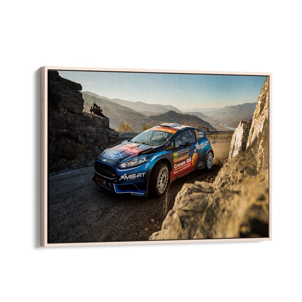 ford fiesta r5 car poster in Oak Wood Floater Frame