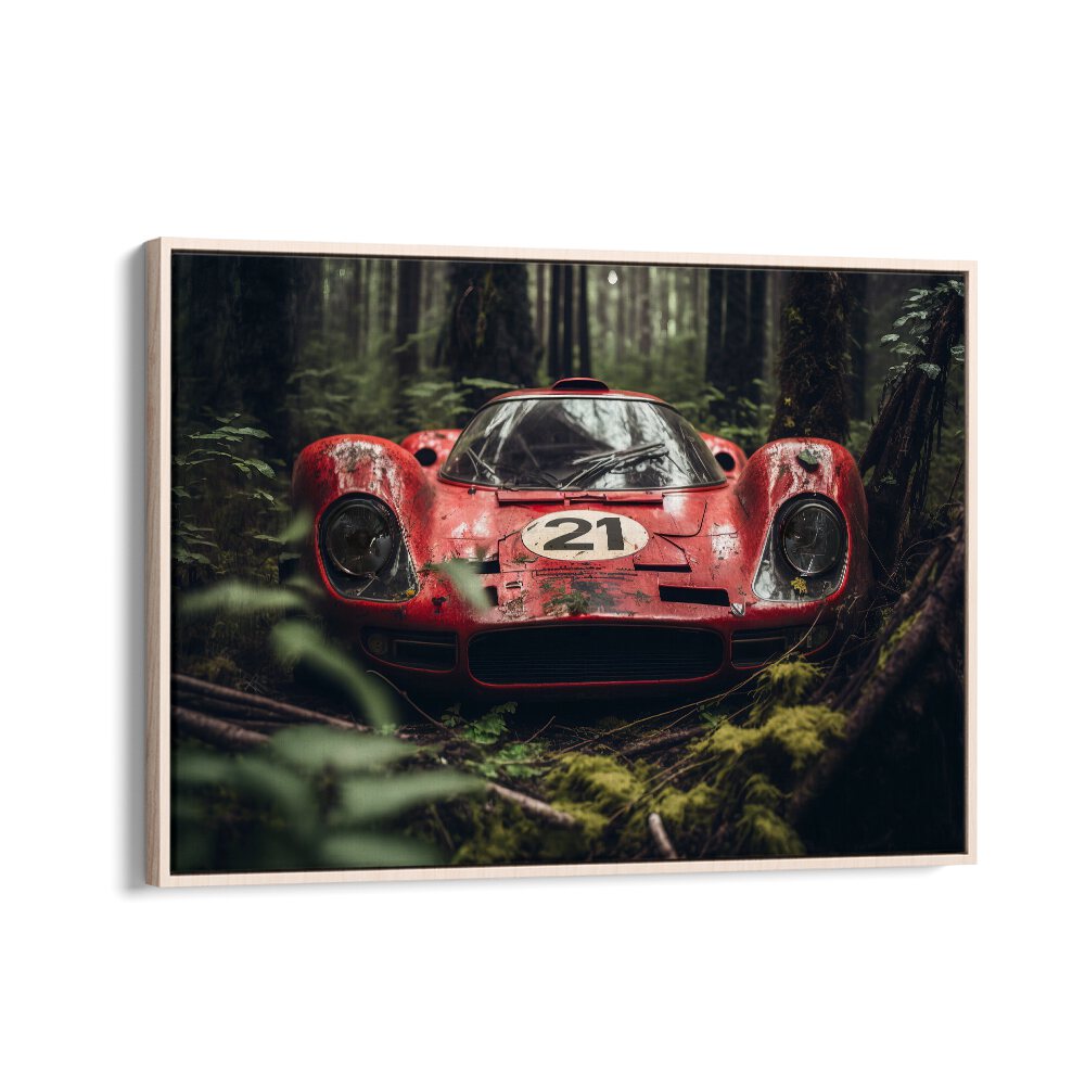 forest car car poster in Oak Wood Floater Frame