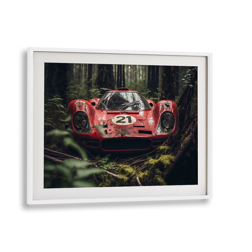 forest car car poster in White Frame With Mount