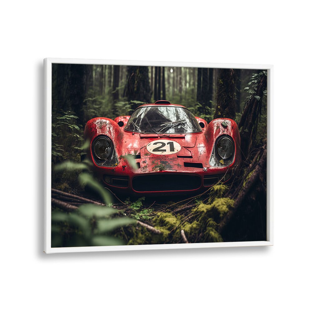 forest car car poster in White Plain Frame