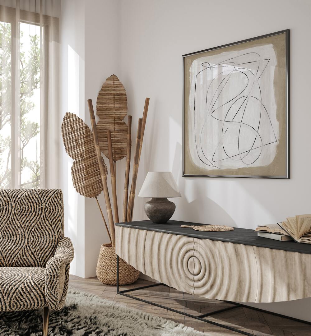 Stylish living room featuring FORMAT, ABSTRACT PAINTINGS by Dan Hobday, blending modern elegance with creativity.