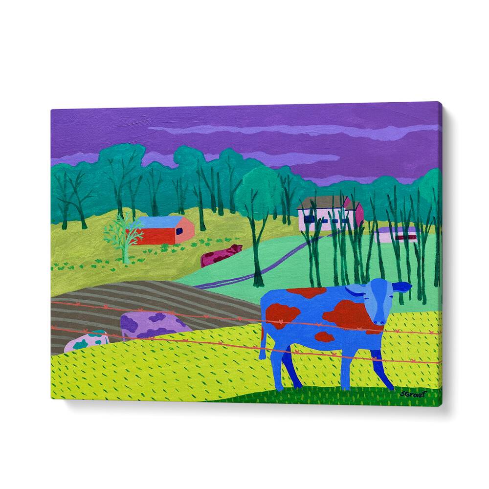 four cows landscape art prints in Gallery Wrap