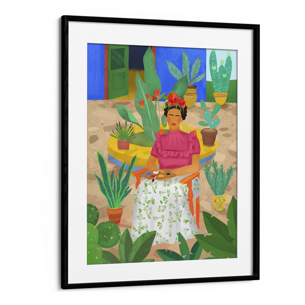 frida I by petra lidze portrait prints in Black Frame With Mount