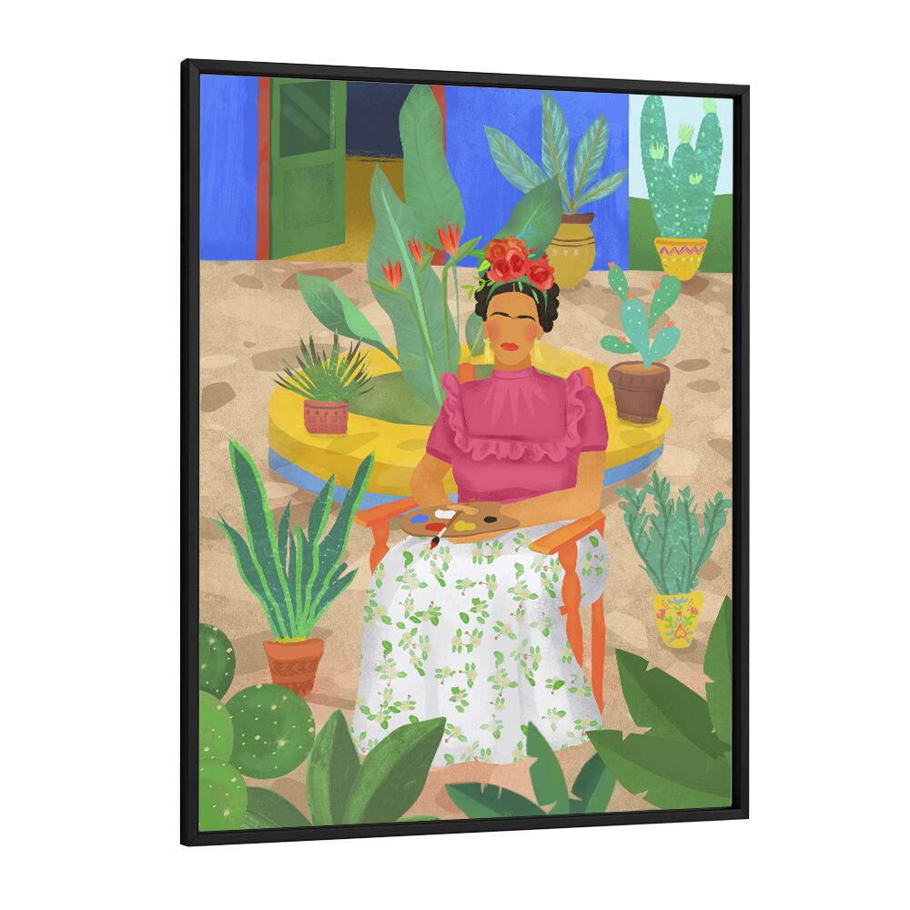 frida I by petra lidze portrait prints in Black Plain Frame