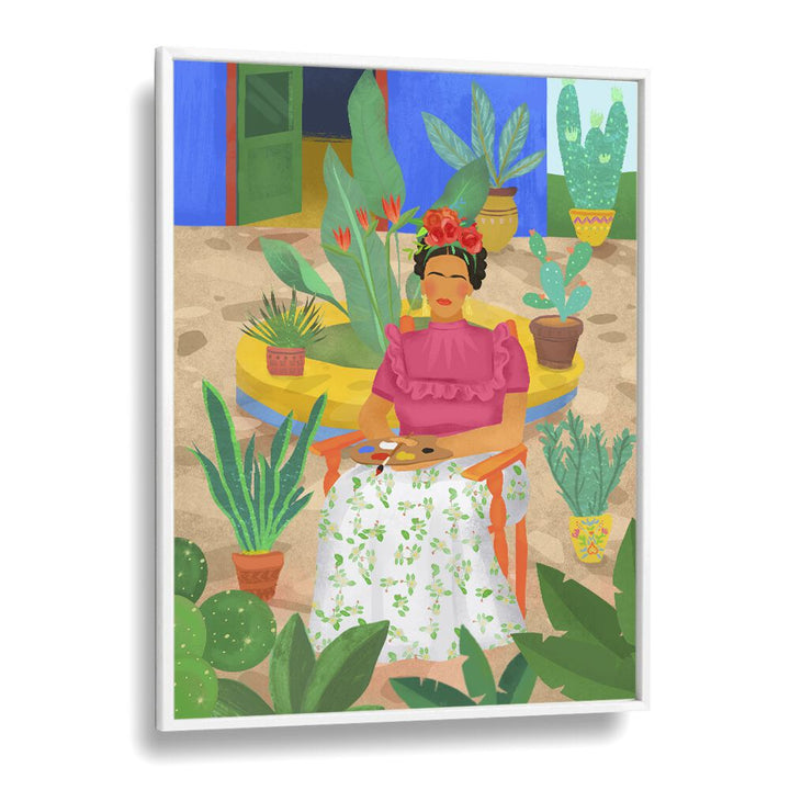 frida I by petra lidze portrait prints in White Plain Frame