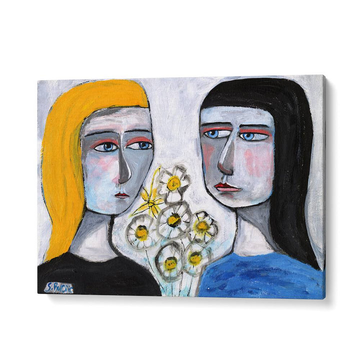 friendship women illustration paintings in Gallery Wrap